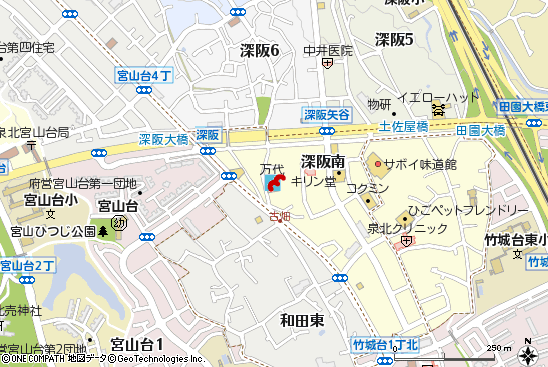 泉北深阪店付近の地図